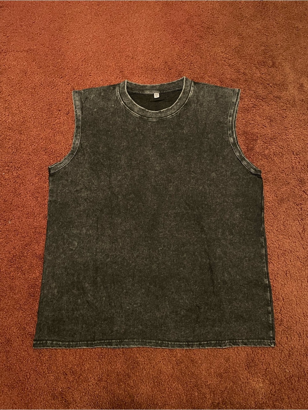 Men's Sleeveless Mineral-Wash Tank Top - Black